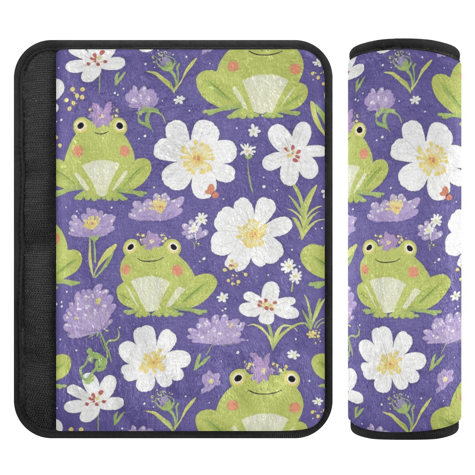 Seat Belt Covers 2 Pack Frogs Flower Crowns Car Seat Strap Covers Super Soft Cute Car Seat Neck Cover for Boys Girls Adults Babies S