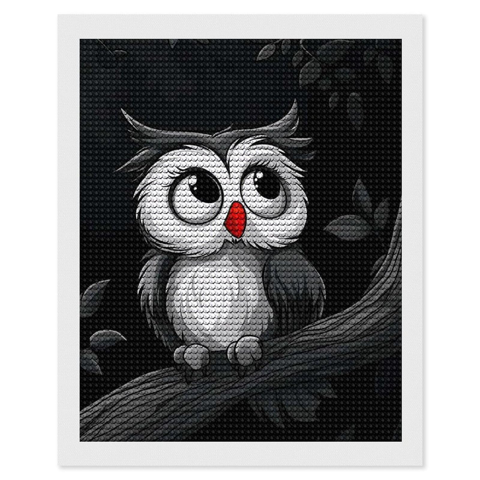 Junmoney Cute Cartoon Owl DIY Diamond Art Canvas Kit 16"x20", Decorate Your Room, Sparkling Round Gems, Fun Craft Experience, Farmhouse Decor