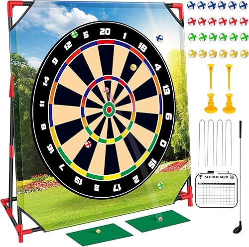 Juego de golf, juegos de astillado de golf para niños con 16 pelotas de golf adhesivas, 8 pelotas de golf, 2 palos de golf y objetivo de astillado