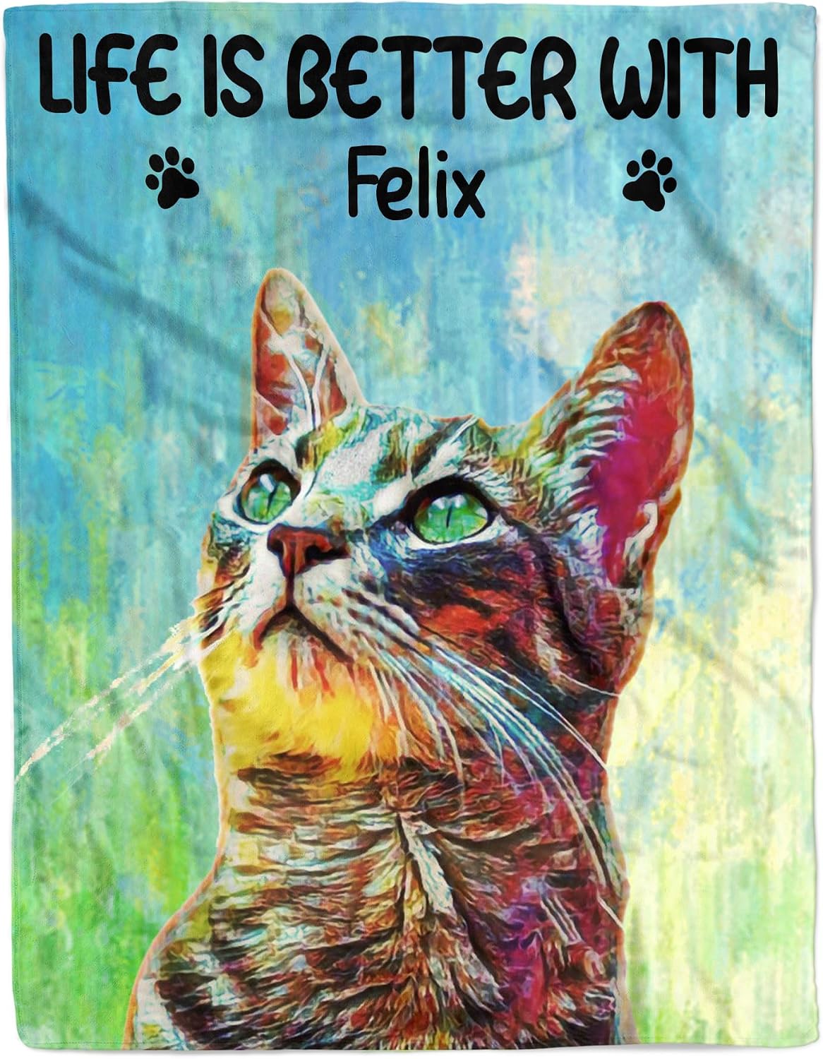 Gossby Personalized Blanket Blanket for Cat Lover Custom Pet Blanket Pet Photo and Name, Custom Cat Blanket, Personalized Cat Picture Blanket Pet Photo Blanket Cat Gift, Pet Memorial Blanket Gift for