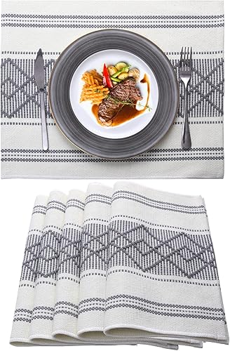 LUFEIJIASHI Elegantes manteles individuales gruesos para decoración de mesa de comedor, resistentes al calor, juego de 6 manteles individuales de LUFEIJIASHI Elegantes manteles individuales gruesos para decoración de mesa de comedor, resistentes al calor, juego de 6 manteles individuales de