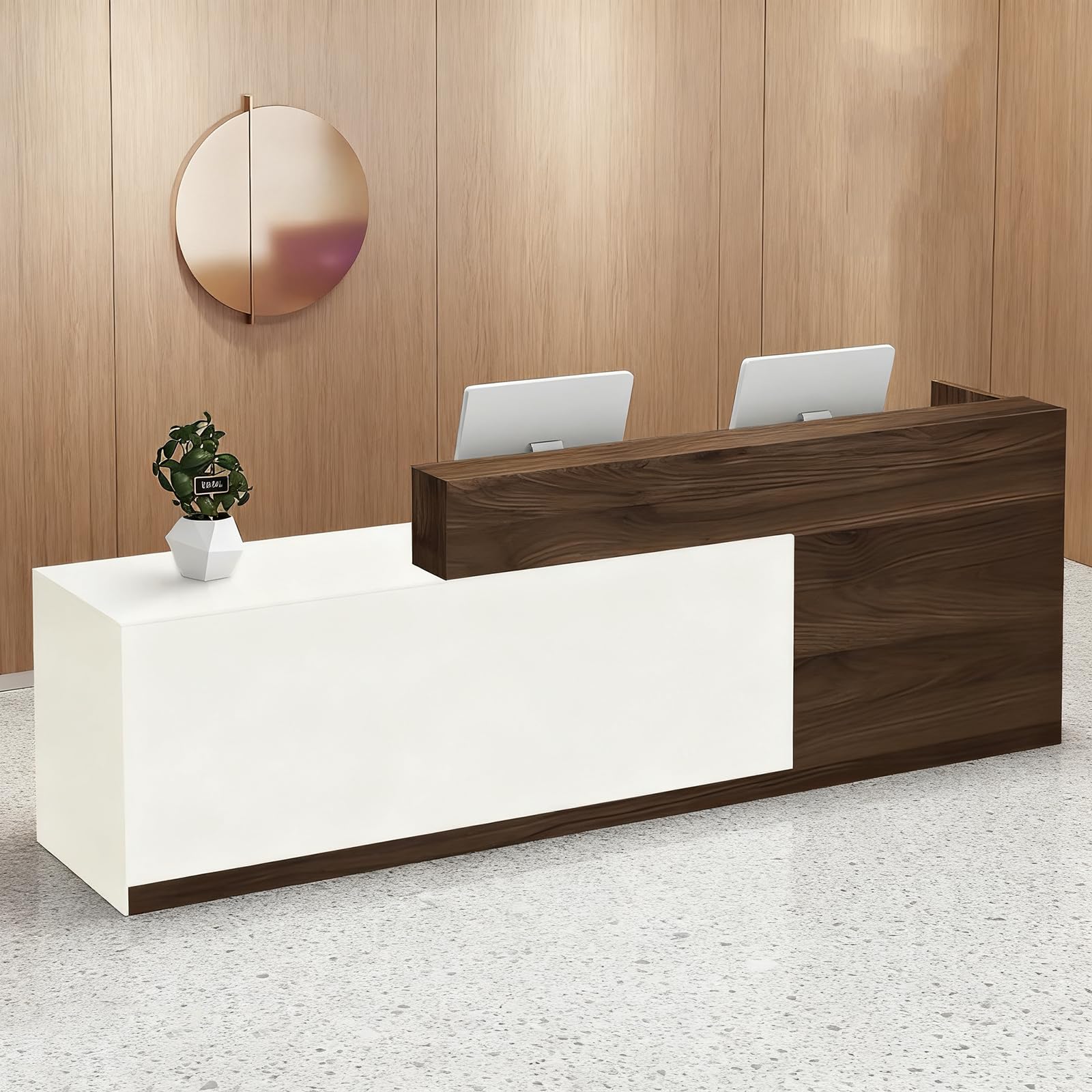 Bancone Reception Moderno con Spazio di Archiviazione, Scrivania Reception da 100–240 cm con Cassetto e Ripiani, Ideale per Uffici, Saloni, Hall e Negozi
