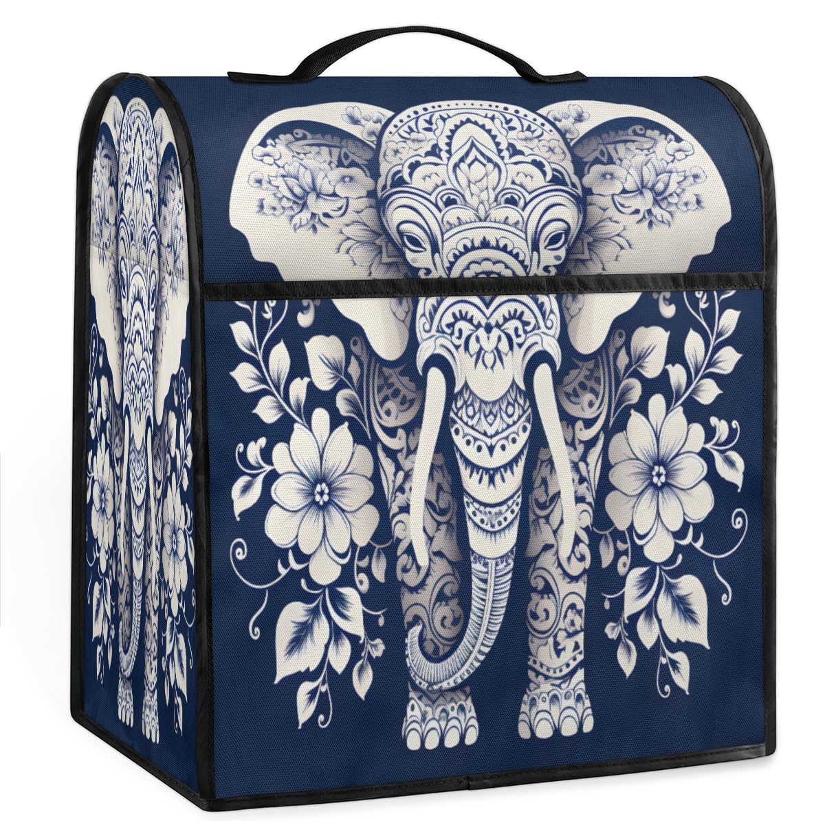 Coffee Maker Cover Bohemia Elephant Floral Kitchen Appliance Covers Small Appliance Covers Blender Cover Juicer Cover Dust Covers for Kitchen Appliances with Top Handle and Pockets,Washable,C838