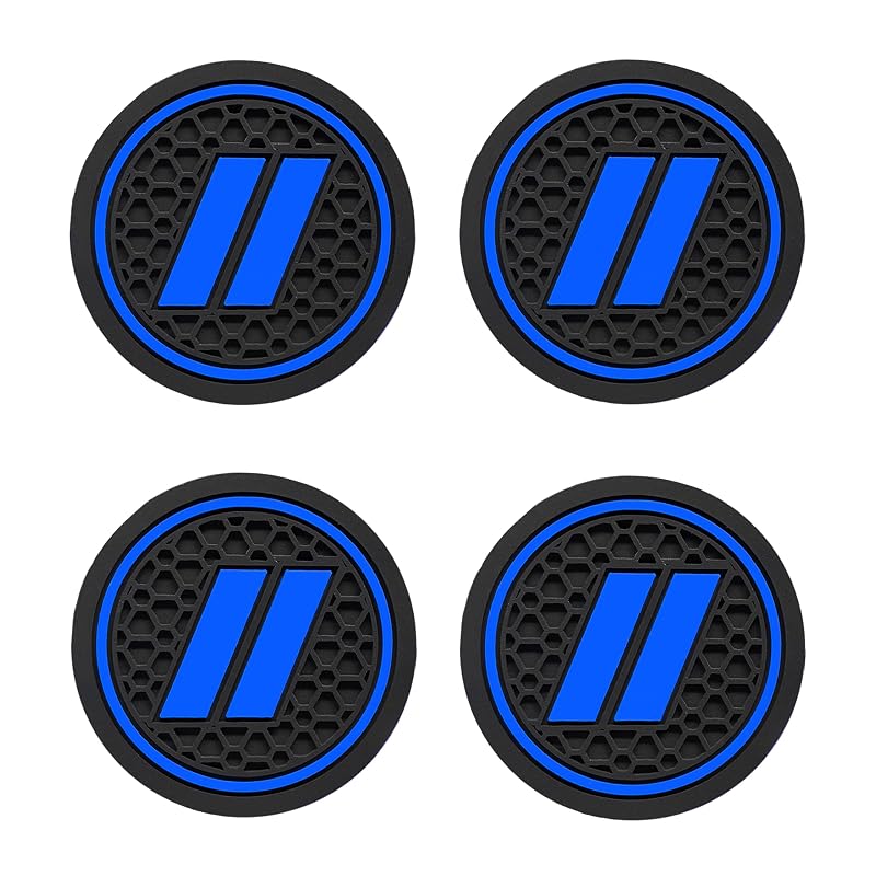 YOSRTER Kit de 4 Inserções para Porta-Copos em Borracha para Dodge Charger, Durango, SRT, Challenger, Journey e Dart com Acabamento Azul