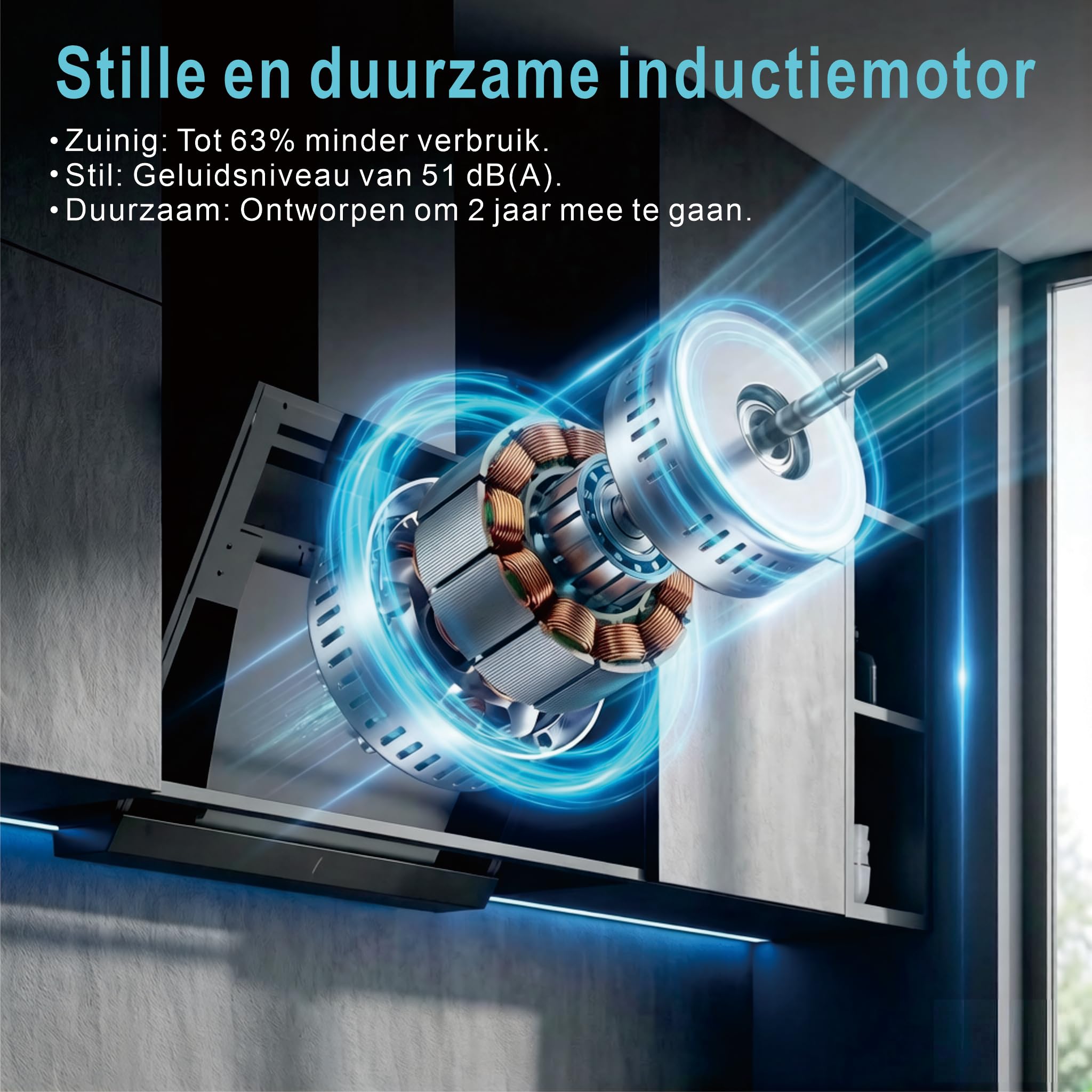 DOPURE Dunstabzugshaube 60 cm Abluft Umluft bürstenloser Motor Schwarz Glas Touchscreen LED-Beleuchtung