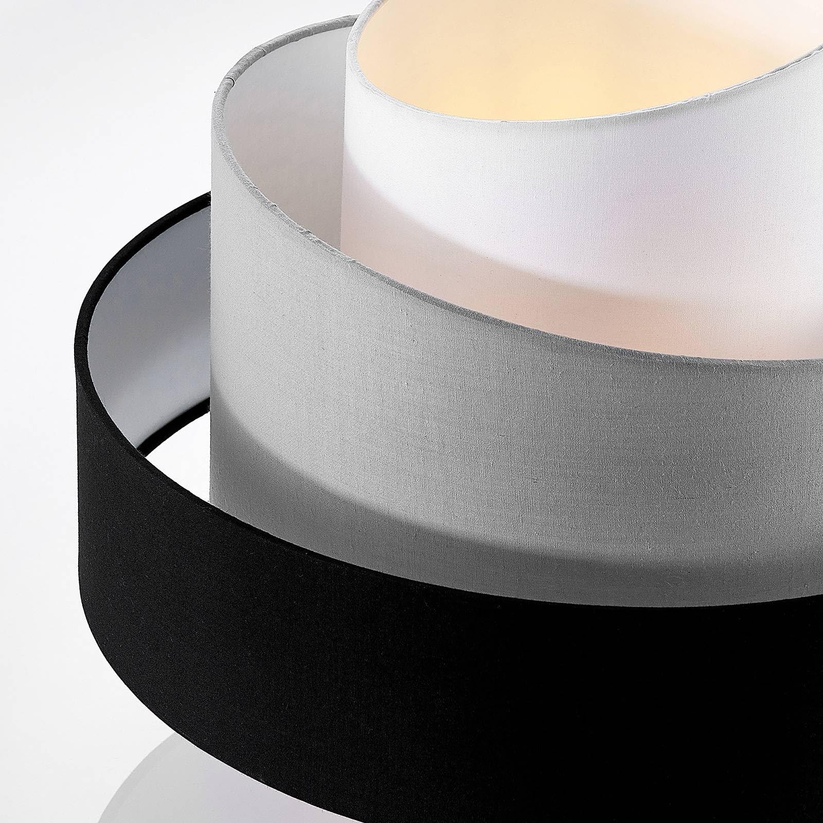 Lindby Plafoniera in Tessuto Ø 40 cm, Lampadario da Soffitto 3 Strati Nero Grigio Bianco Rotondo 3x E27 a Sospensione Camera Letto Lampada Soggiorno Cucina