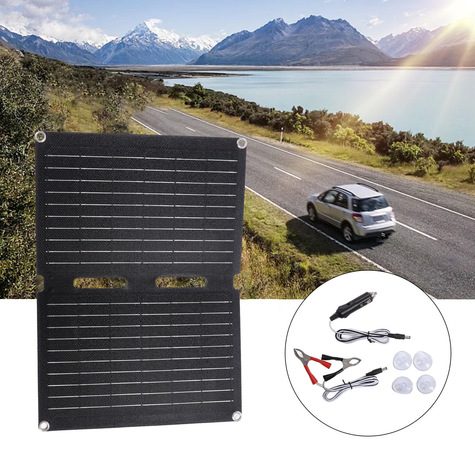 Caricatore a Pannello Solare da 20 W Ad Alta Efficienza con Interfacce USB Multiple per Uso Esterno, Ricarica Rapida da 12 V