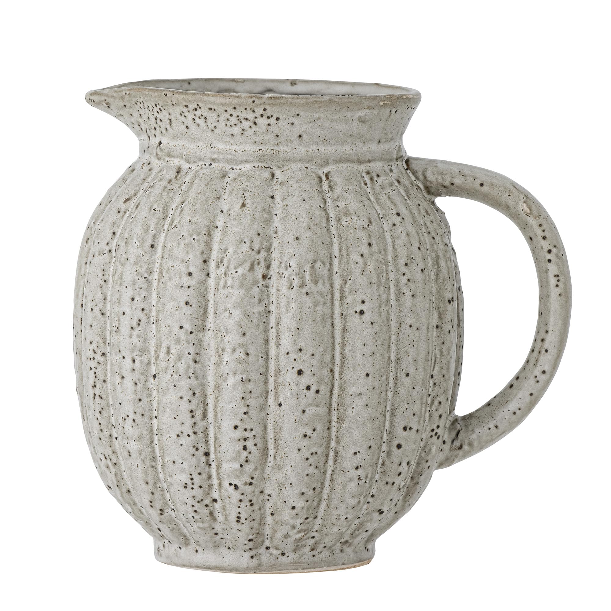 Bloomingville Indrid 82057553 Stoneware Jug in Grey Classic Handle, Timeless Embossing, Dishwasher and Microwave Safe, 2000 ml, Diameter: 20.5 cm, Height: 19.5 cm