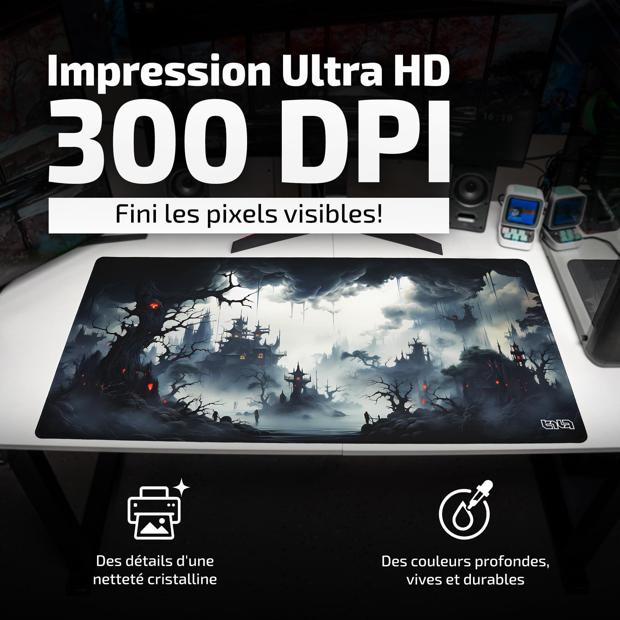 Tilt Grand Tapis de Souris Gamer XXL 100x50 cm | Tapis de Bureau Gaming Anti-Dérapant | Mouse Pad Imperméable pour PC et Accessoires Gaming | Tapis de Clavier (Dark and Darker)