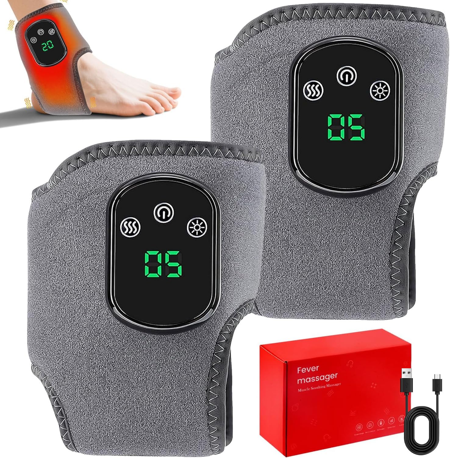 2 Stück Fussmassagegerät, 3-In-1 Fußmassagegerät Elektrisch