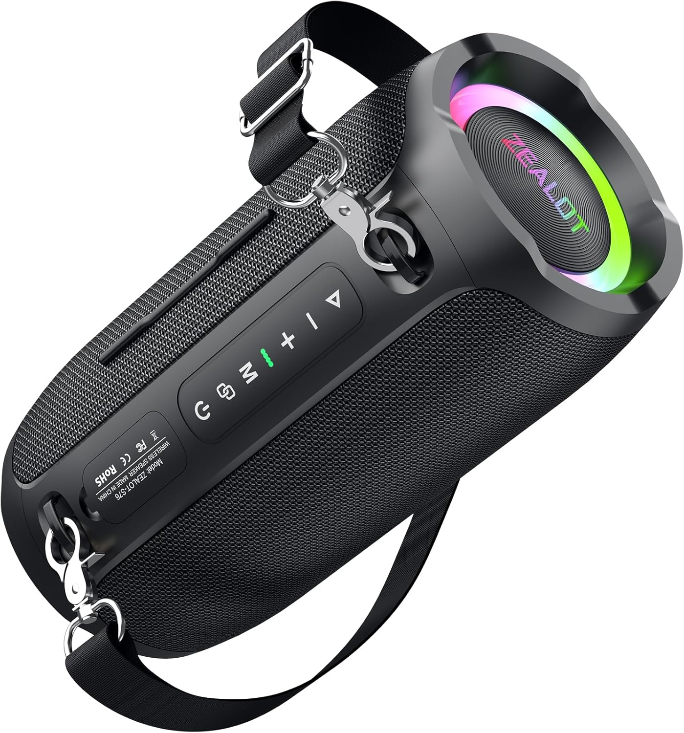 ZEALOT Portable Bluetooth Speaker,70W Peak(50W) Booming Sound Speakers with LED Light,Bluetooth 5.3, Loud Speaker for Home,Party,Camping,Beach,Gifts(Black)