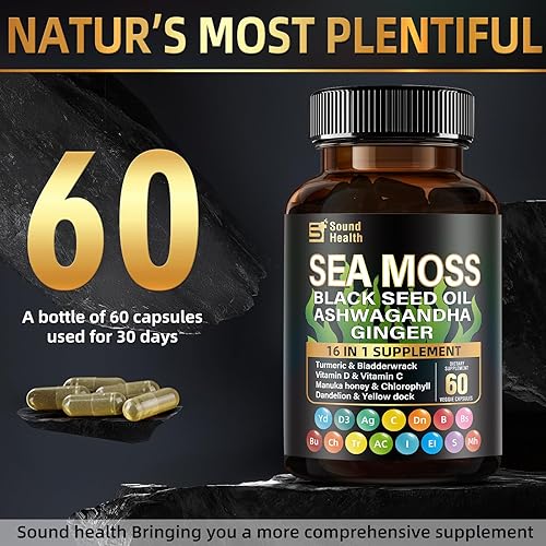 Miniatura 8 de SoundHealth Musgo marino irlandés orgánico salvaje y shilajit - 8000 mg de musgo marino, 10000 mg de shilajit, ashwagandha 2000 mg, ginseng,