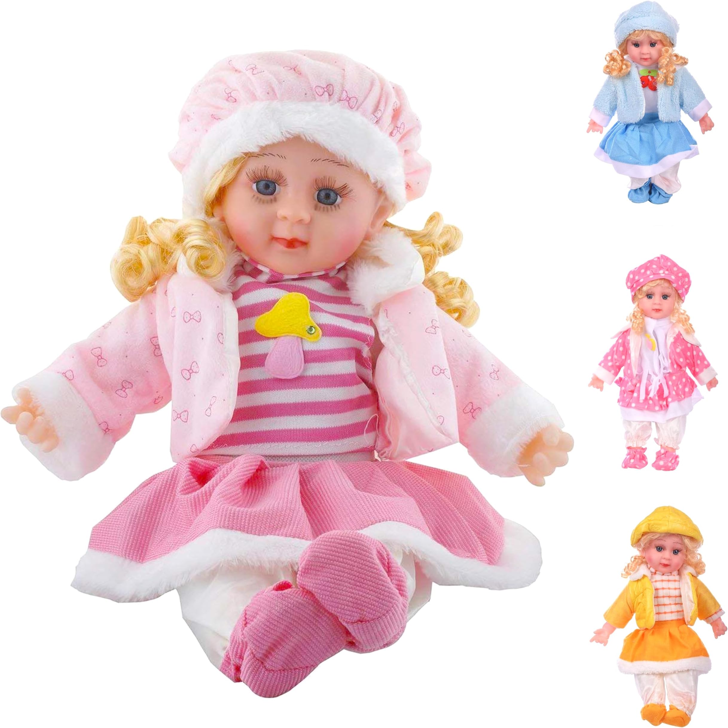 VGRASSP Soft Plush Musical Poem Doll Toy for Kids with Colorful Outfit and Braided Hair - Battery Operated Stuffed Doll for Boys and Girls - Birthday Gift - Color & Design As Per Stock (40 cm)