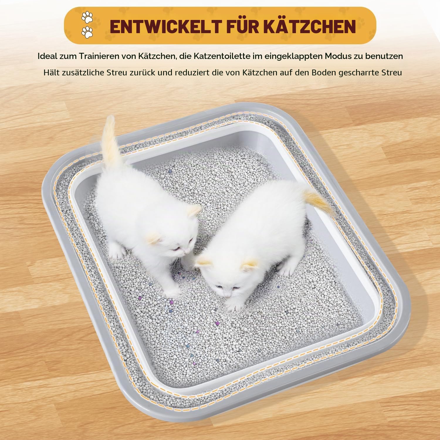 Katzentoilette für ältere Katzen, dreibeinig, arthritisch, offener niedriger Einstieg für kranke, gebrechliche behinderte Katzen, ältere ältere Menschen (eine Packung)