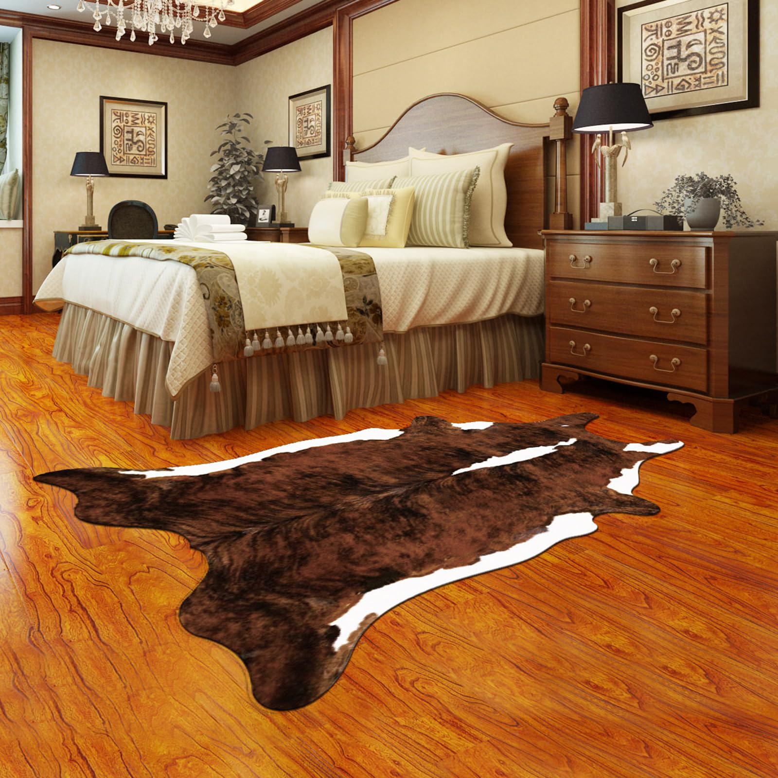 Tapis en Fausse De ZèBre,Tapis en Peau d'animal,Tapis à Imprimé LéOpard,Tapis en Peau De Vache SynthéTique,avec RevêTement Peau BêTe,AntidéRapant,pour Chambre à Coucher,Salon