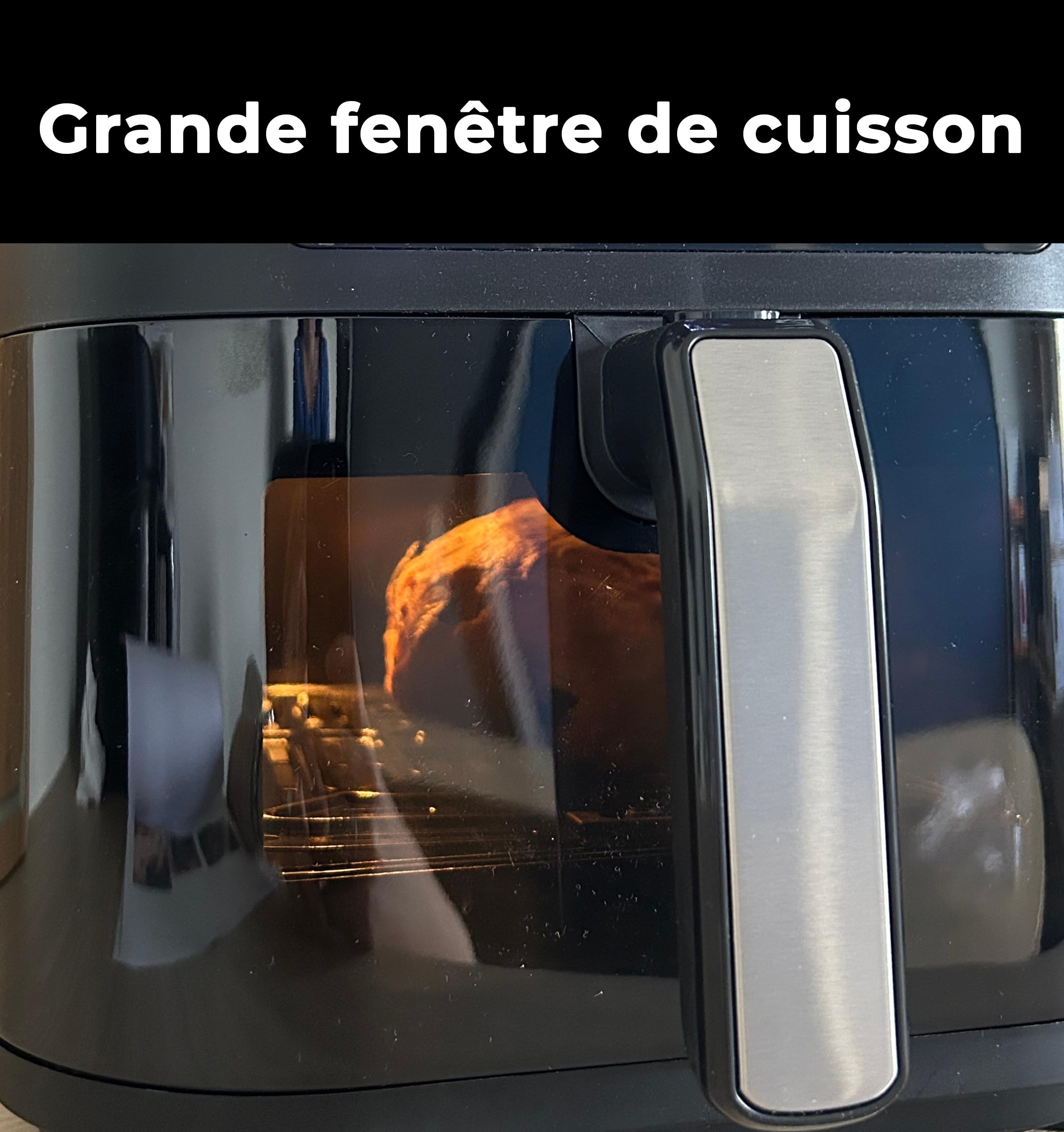 LITTLE BALANCE 8866 Crousty Light Long 8, Freidora sin aceite, Air Fryer, Sin PFAS, 7 programas predefinidos, 8 litros para 6 personas, 1700 W, Negro