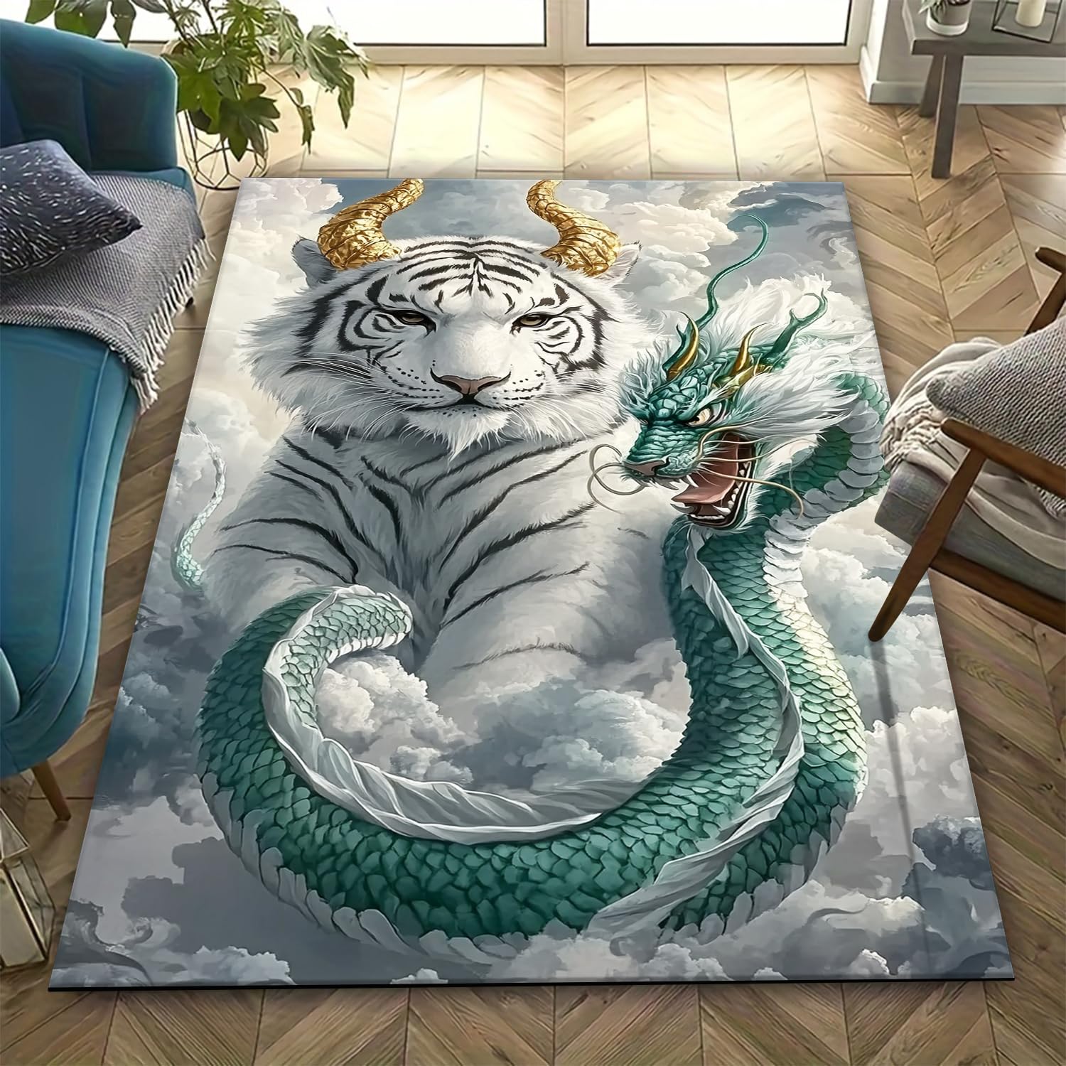 Tapis imprimé tigre 3D tapis de chambre anti-fatigue doux