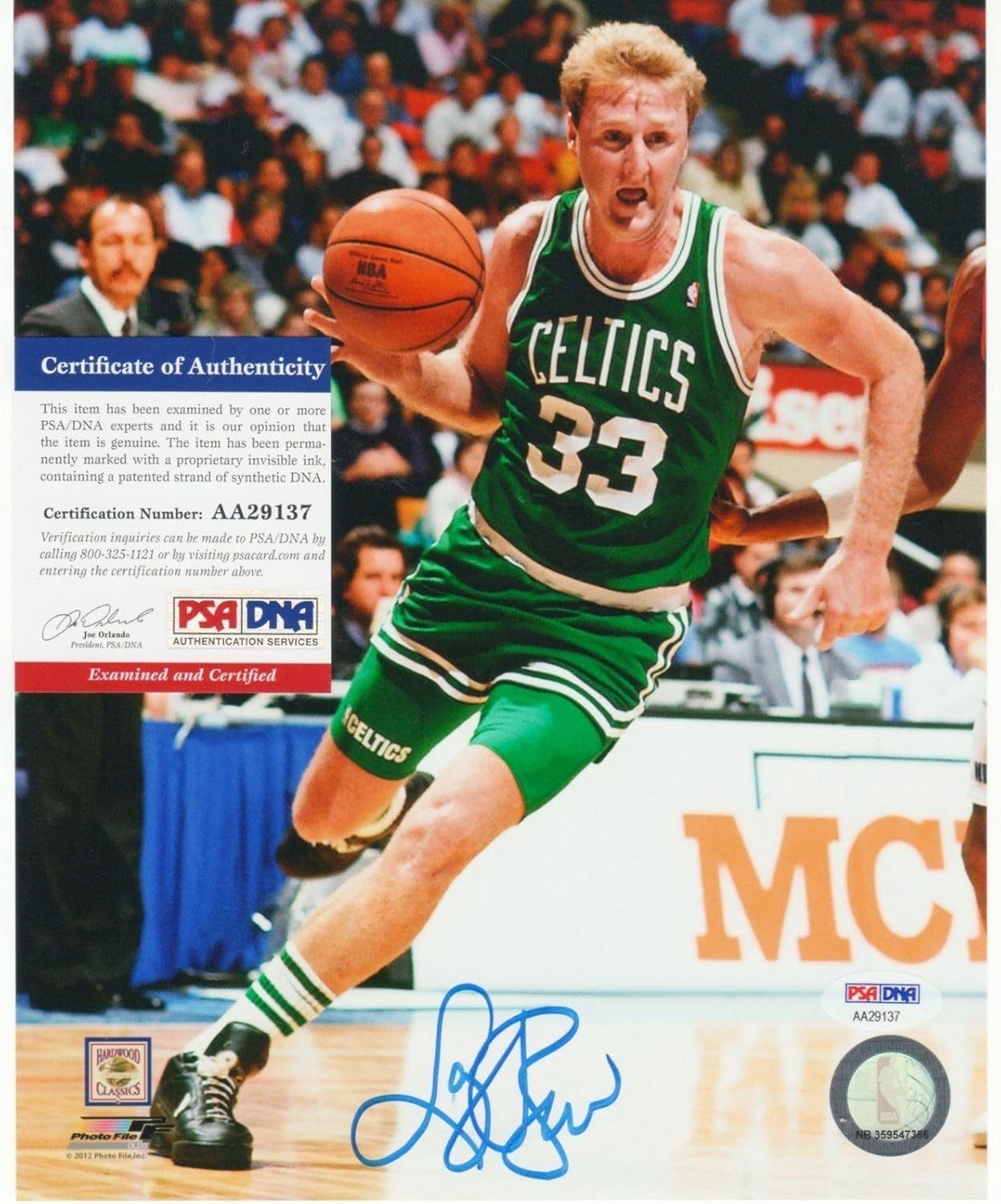 Larry Bird Signed Picture AUTOGRAPH 8 x 10 PSA/DNA Certified