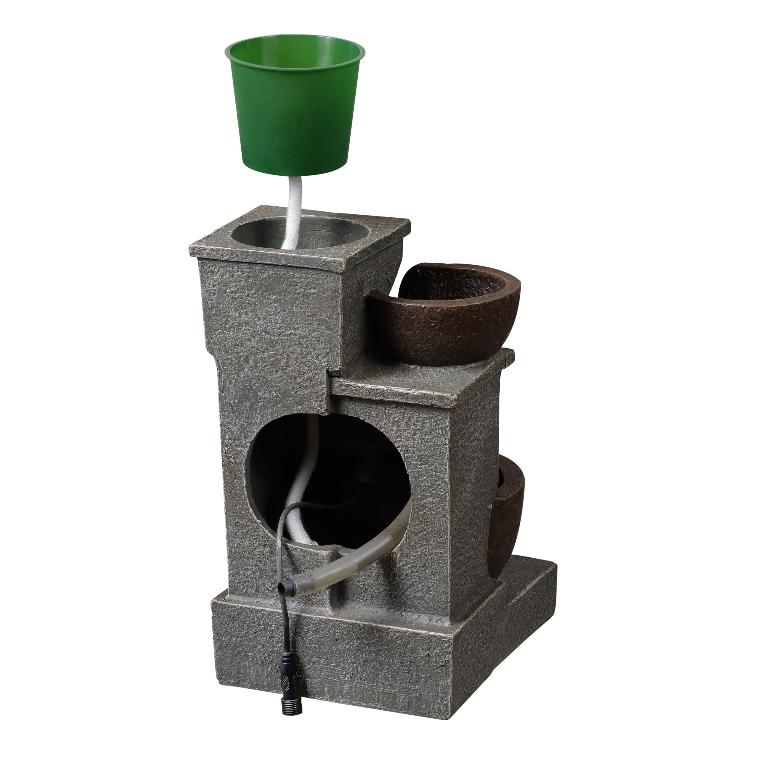 Fontana a Cascata da Tavolo, Fontana Zen per Interni con Tre Bacini, Cascata con Luci LED, Pietre Naturali, Perfetta per Casa, Ufficio, Yoga, Pompa Inclusa (22025N)