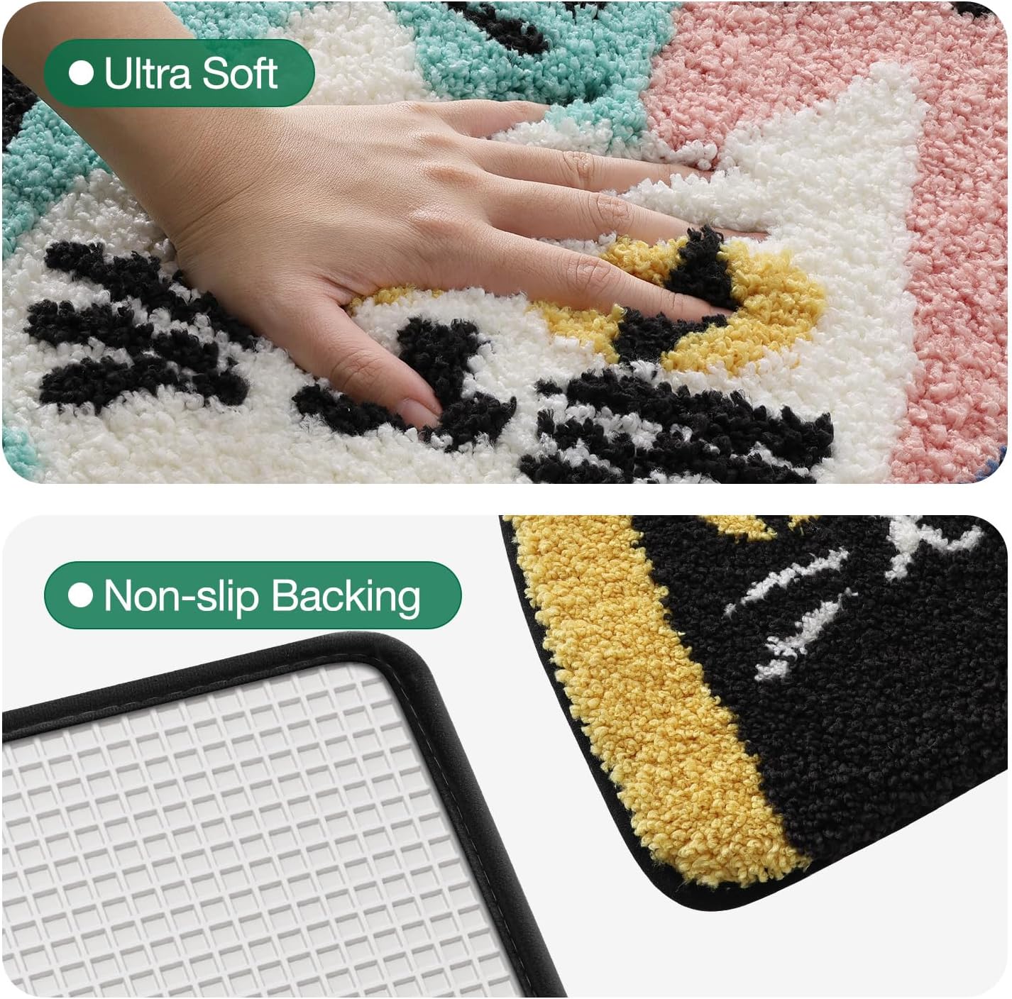 LUMI Cute Cat Bathroom Rug, Soft Absorbent Microfiber Bath Mat, Non-Slip Quick Dry Bath Rugs for Floor, Machine Washable for Bathroom, Shower, Entryway, Bedroom, Kids Room Decor, 20"x32", Cat