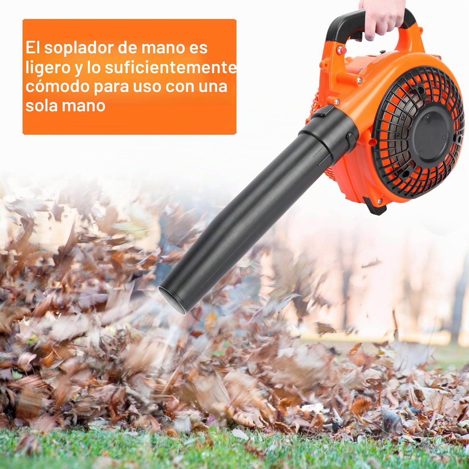 Soplador de hojas de gasolina,portátil,ligero,potente motor de 2 tiempos,soplador de hojas de mano de 26 cc,7500 r/min de gasolina,disipación de calor rápida,soplador de hojas de aire para