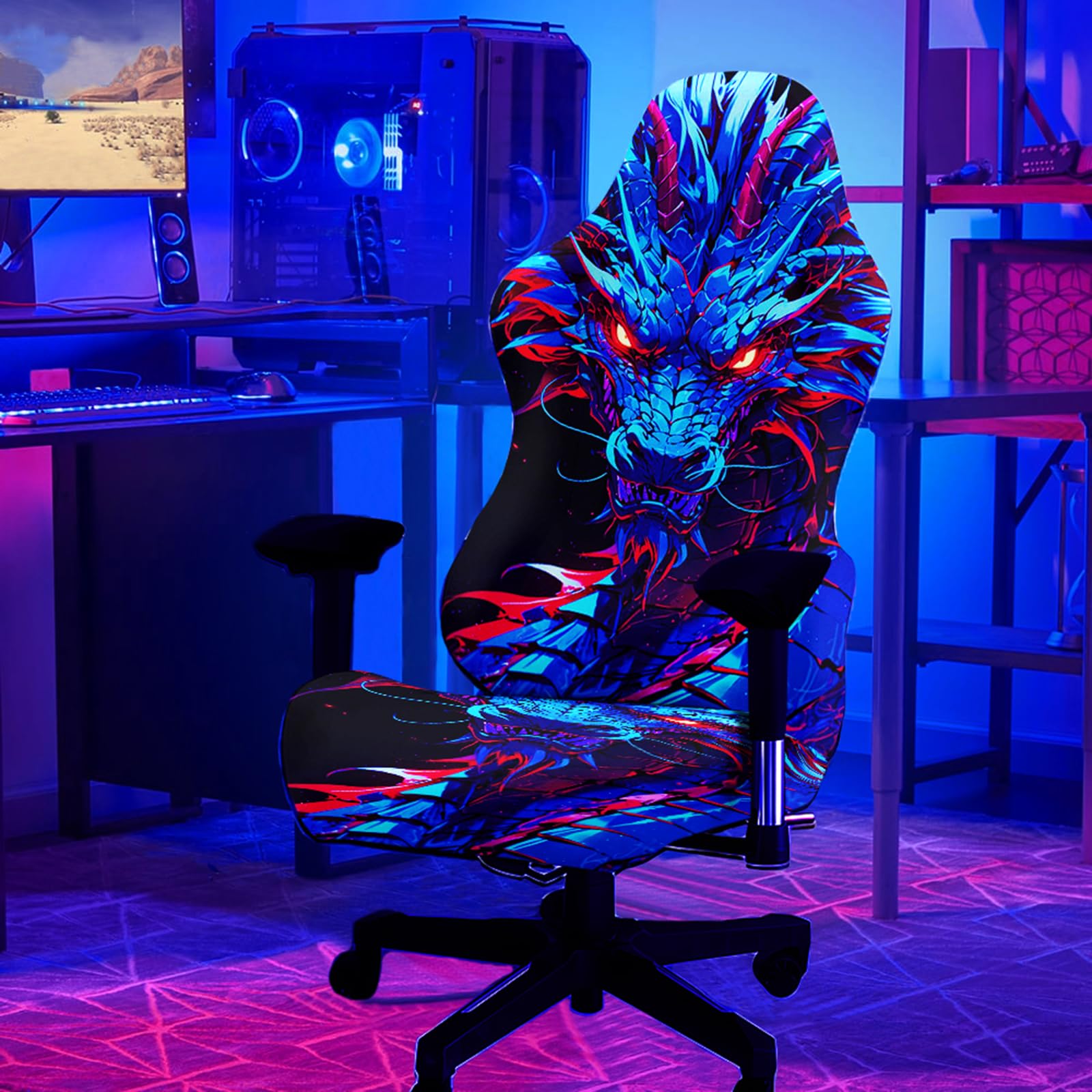 Funda para silla de videojuegos para habitaciones gaming con luz negra
