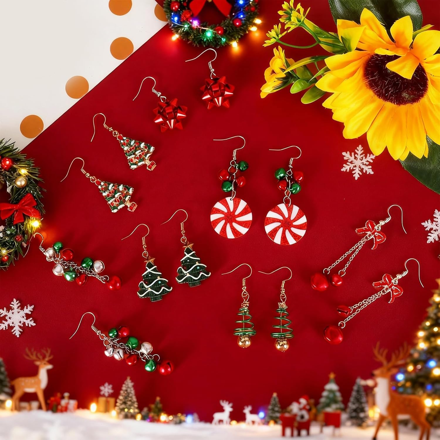 Christmas Earrings for Women Holiday Gifts JingleBall Snowflake Bow Earrings Dangle Stocking Stuffers Christmas Dresses Accessories for Women Cute Xmas Party Jewelry Gifts - Image 4