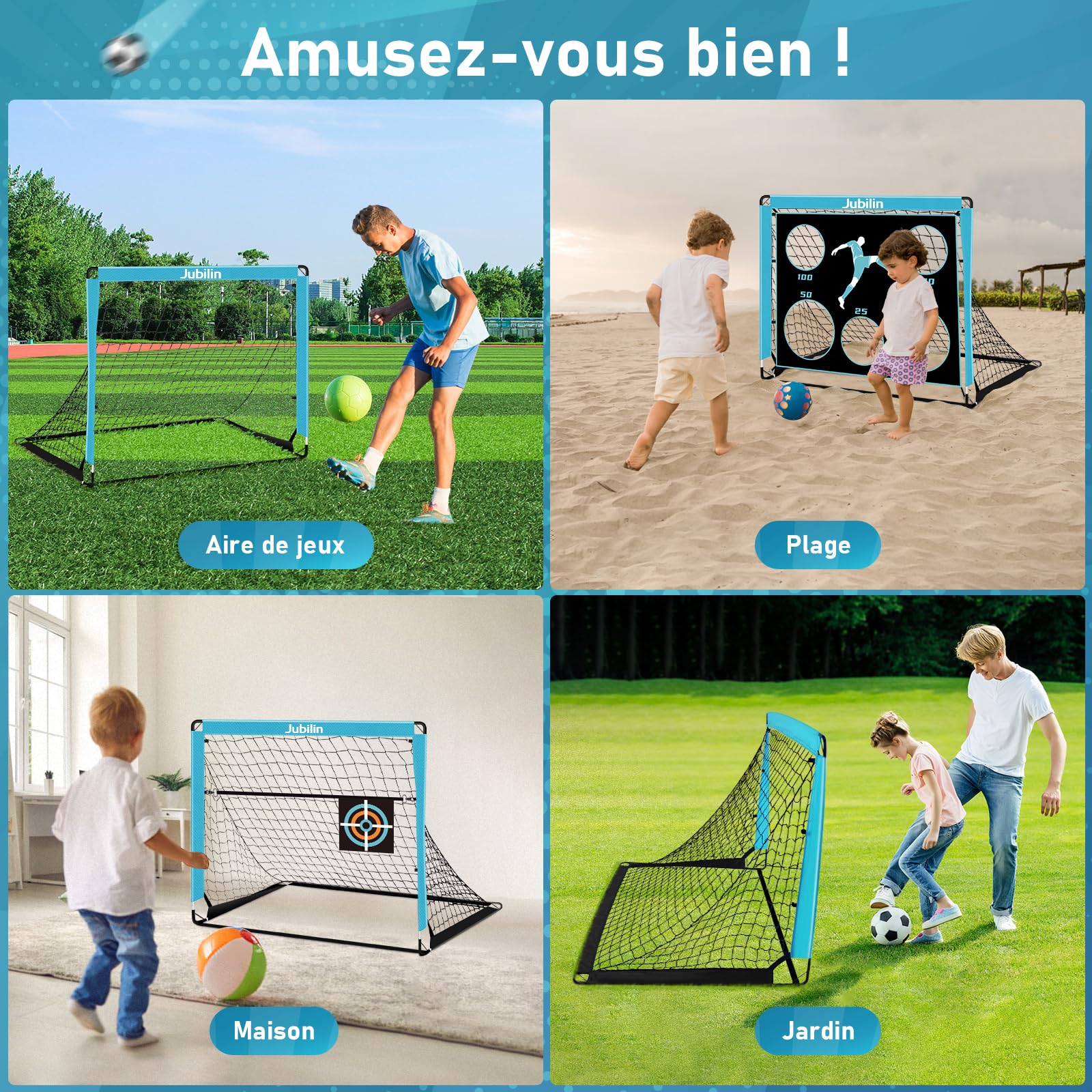Jubilin Cage De Foot 3-en-1 – But Pliable Avec Cônes Et Sac De Transport Pour Enfants