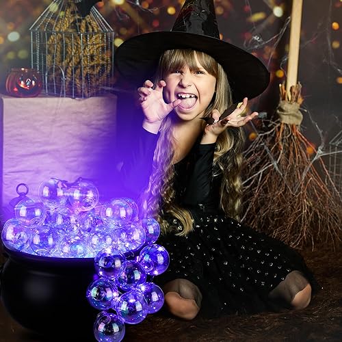 Miniatura 6 de Funtery Decoración de bola transparente de plástico para Halloween de 2.5 pulgadas, maceta de burbujas para bricolaje, caldero de Halloween, bruja