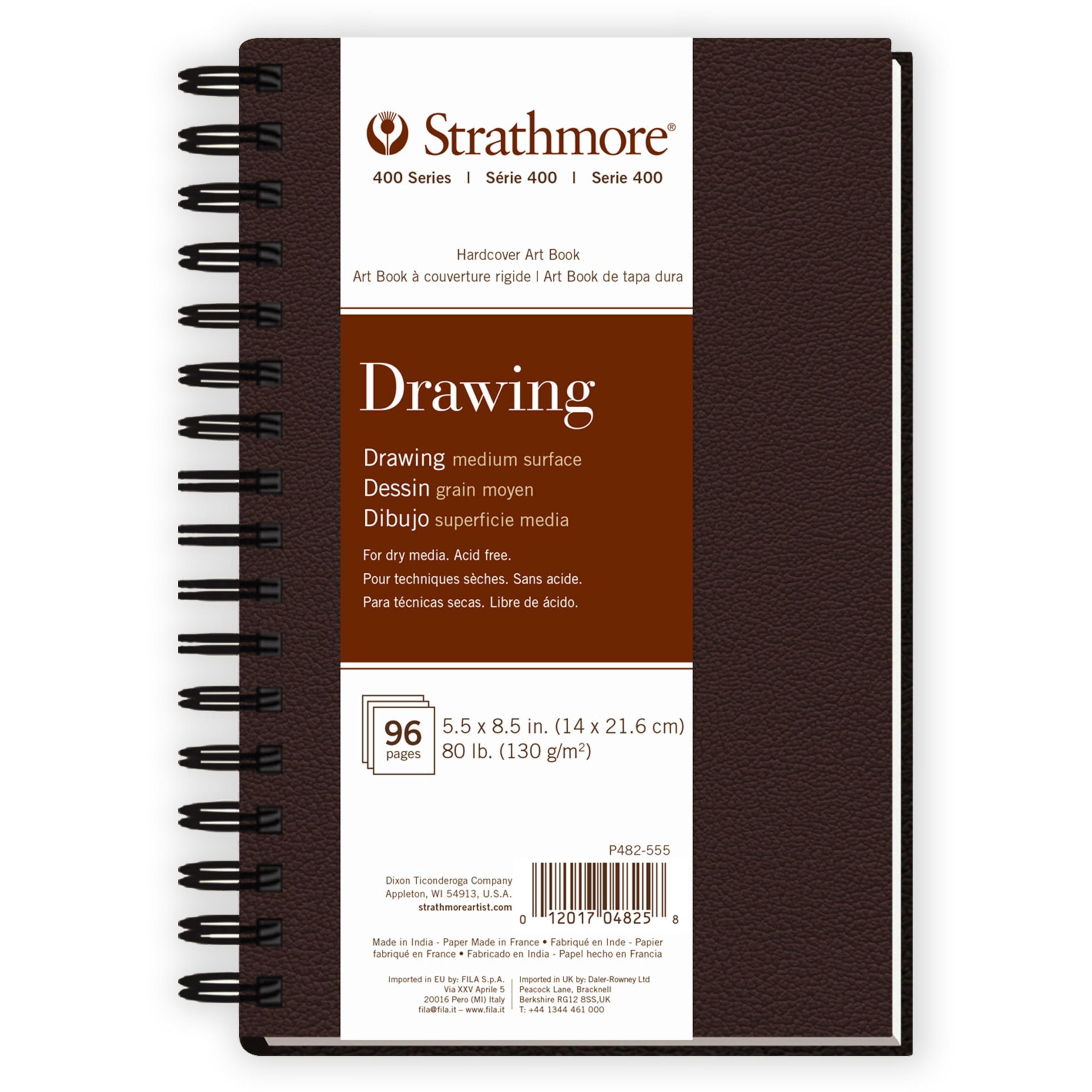 400 Series Drawing Paper Art Book, Matte Brown Cover, Cream White, Side Wire Binding, 48…