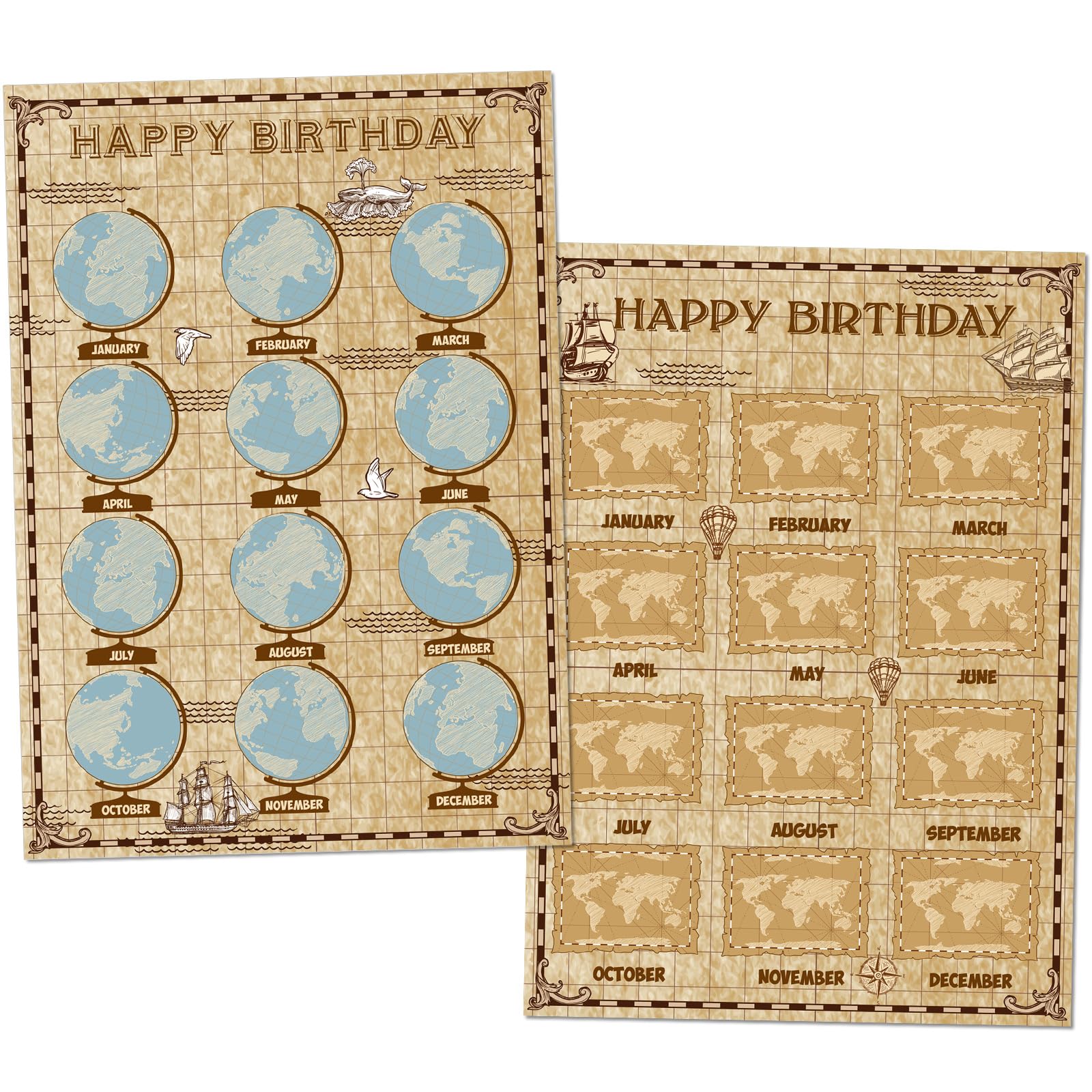 Estune Tablica z napisem "Happy Birthday", do klasy, na urodziny, plakat, kalendarz, tablica ogłoszeń, klasa, dekoracje dla nauczyciela, przybory szkolne, na powrót do szkoły, 40 x 30 cm (mapa podróży