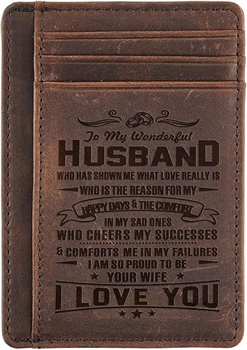 Miniatura 4 de Regalos grabados para hombres, hijo, marido, papá, regalos de cumpleaños de esposa, mamá, hija, hombre, cartera delgada de cuero, regalo para