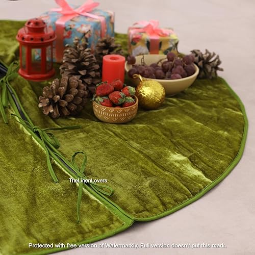 Miniatura 3 de Falda de árbol de Navidad, falda de árbol de terciopelo de 48 pulgadas, tapete de árbol de Navidad bohemio para decoración de casa de campo, falda