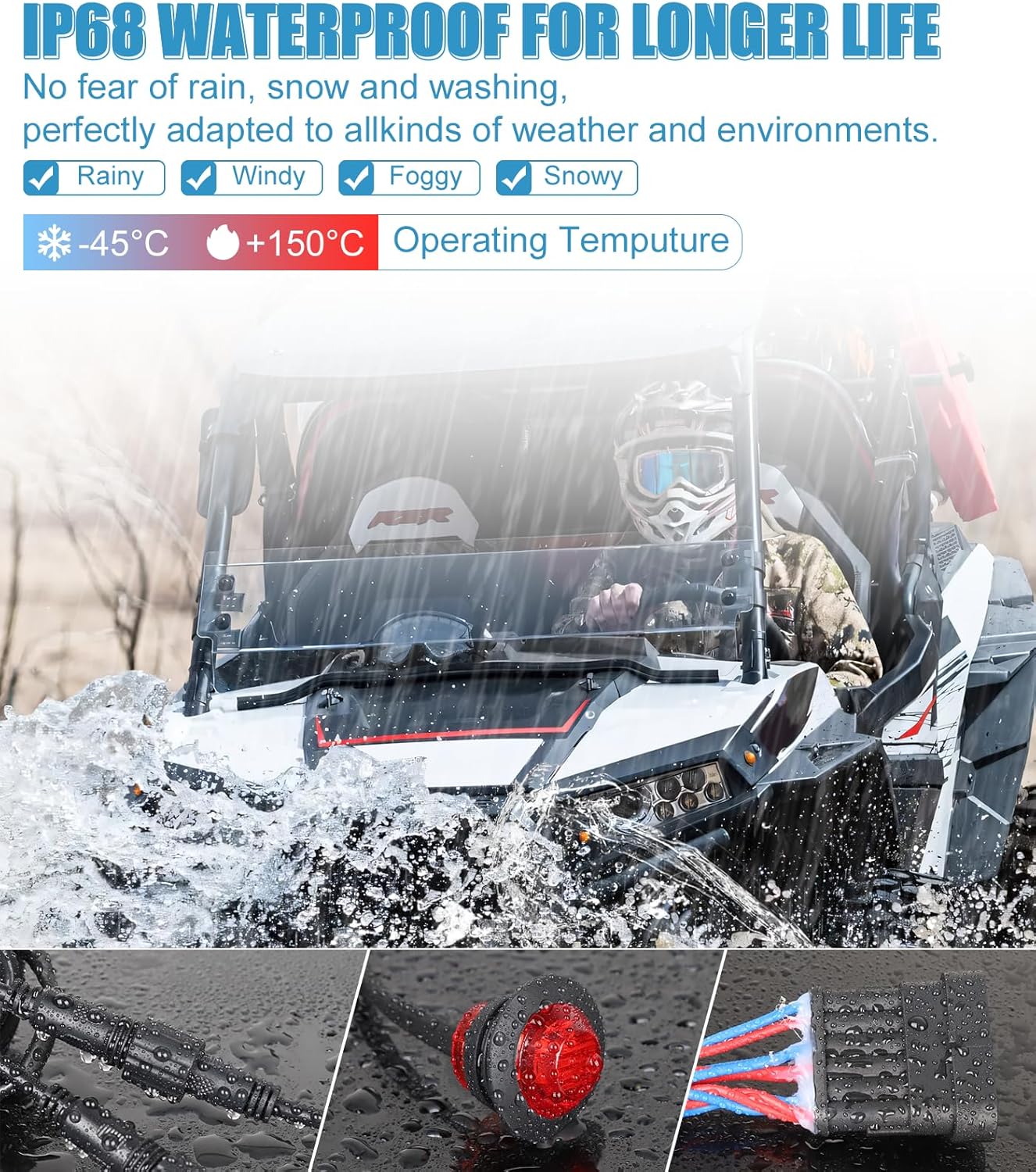 SXS ATV UTV Turn Signal Assembly Kit with Horn & Rocker Switch Wiring Harness Kit, Pre-Wired, Plug and Play, Universal Blinker Street Legal Kit Fit for Polaris Can-Am Kawasaki Golf Cart CFMOTO