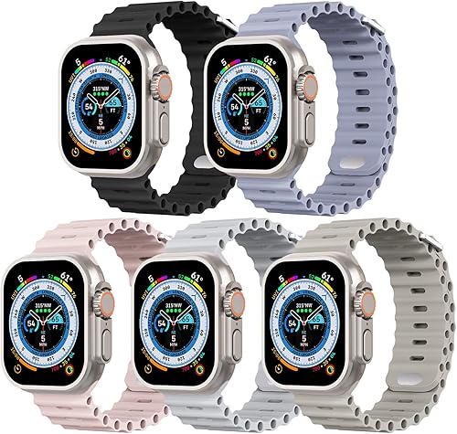 Paquete de 5 correas deportivas compatibles con Apple Watch Band de 1.496 pulgadas, 1.575 pulgadas, 1.614 pulgadas, 1.654 pulgadas, 1.732 pulgadas,