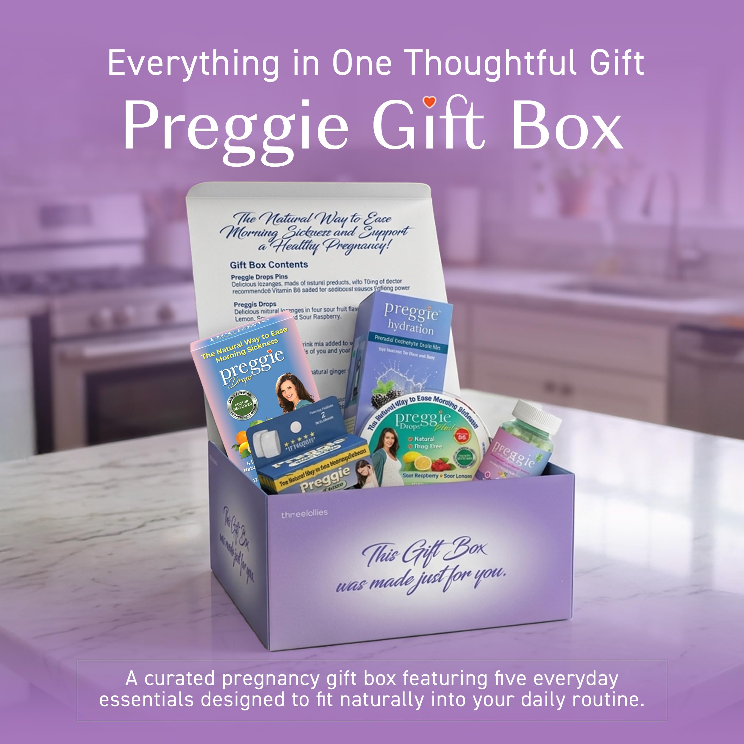 Three Lollies Preggie Morning Sickness Gift Box, Pregnancy Essentials Set — Amazon image 2