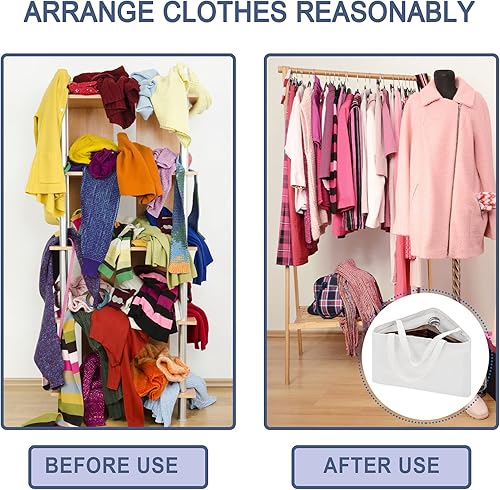 Miniatura 4 de PuGez Bolsa de almacenamiento plegable triangular con asas, 18 x 13 x 13.2 pulgadas, blanco, algodón, lino