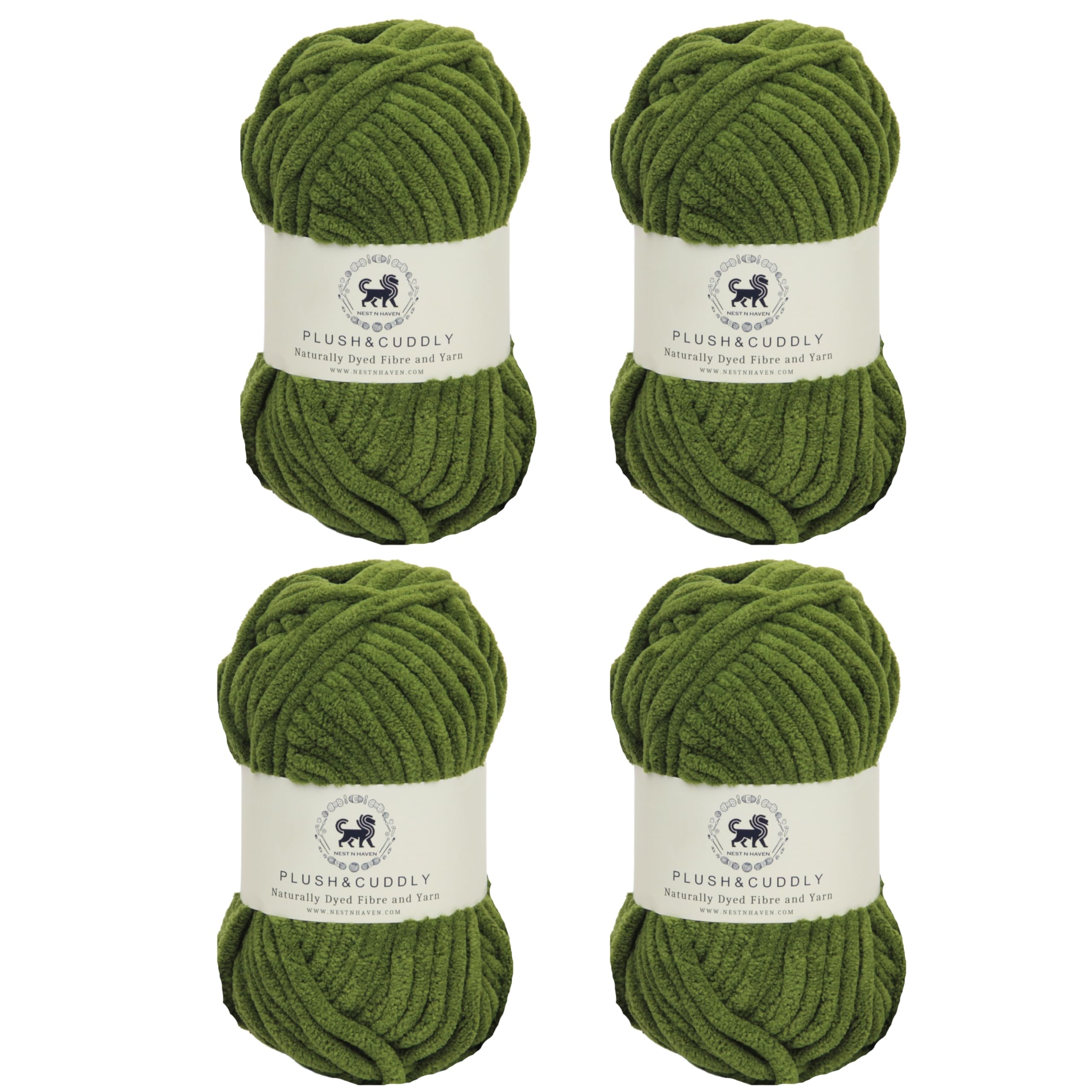NESTNHAVEN, Wool, Plush & Cuddly, Chenille Yarn Supersoft Hand Knitting Wool Ball, 4 Ball, 400 Grams (1 Ball/100 Gram Each) Ball Suitable for Craft, Babywear, Baby Blankets, 5 Bulky, (Military Green) (B0D5BF6R7X) Amazon Price History, Amazon Price Tracker