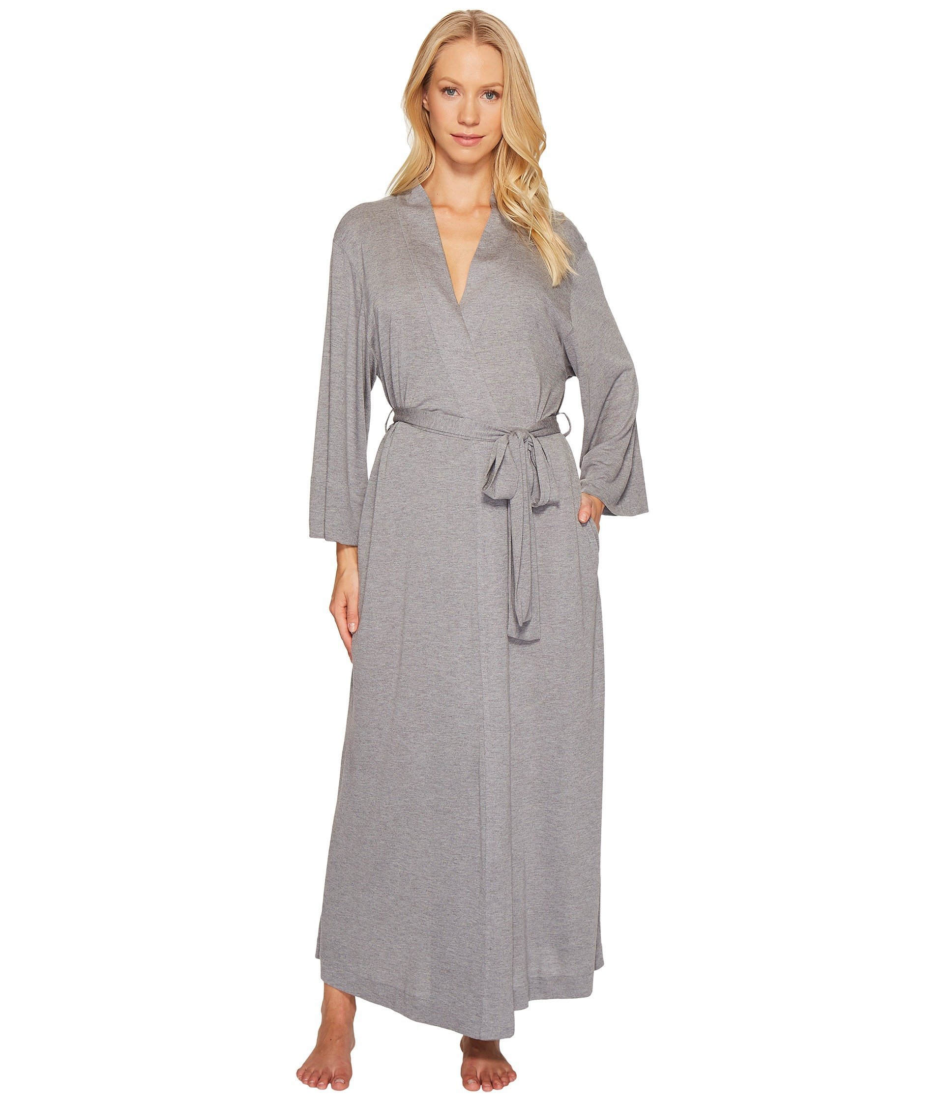 Natori womensS88274Shangri-la Solid Knit Robe Bathrobe - Grey - Medium