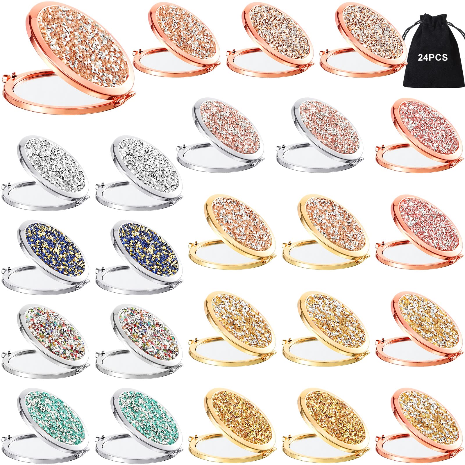 Miroir de poche pliable rond grossissant lot de 24 petits miroirs maquillage