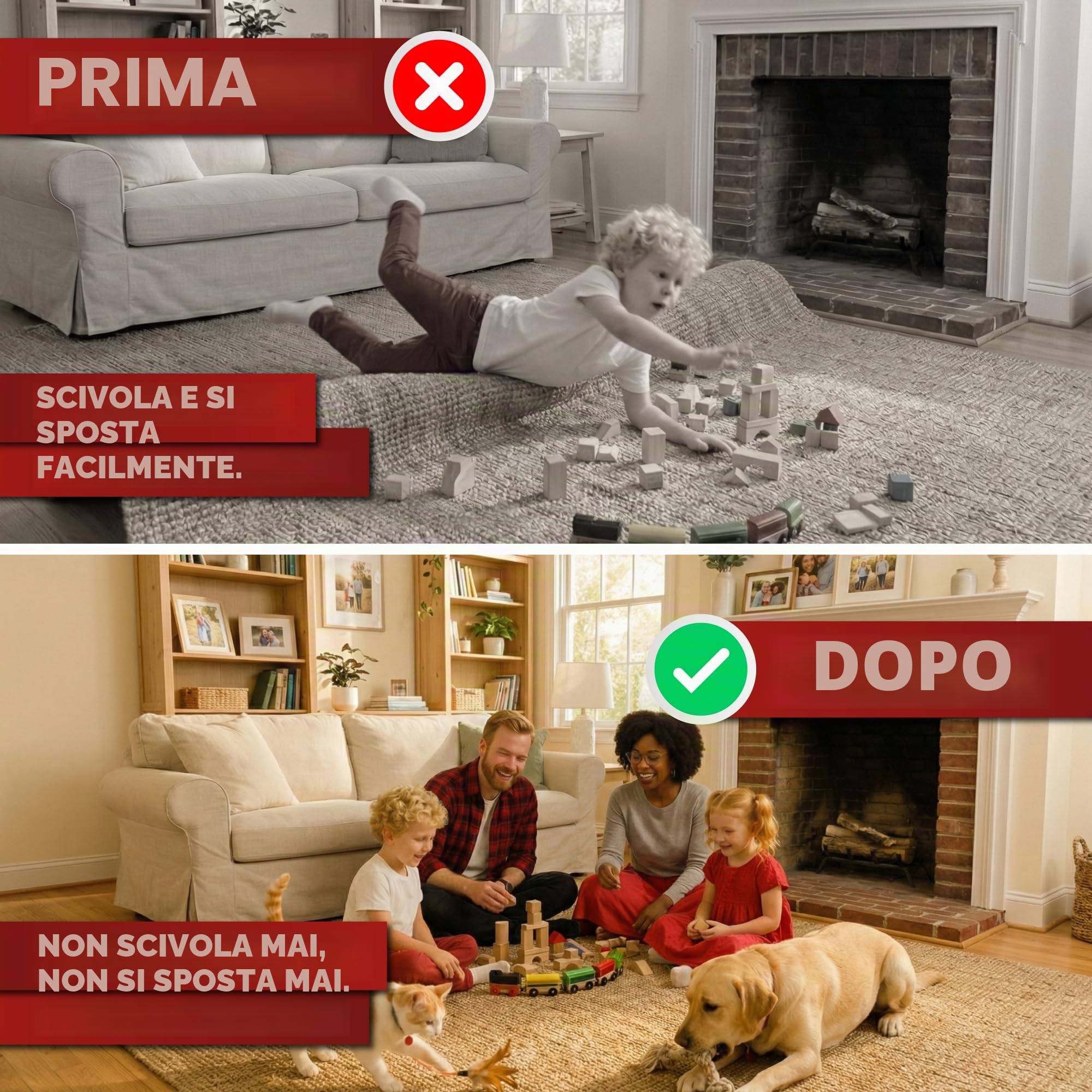XFasten Nastro biadesivo per tappeti e moquette, rimovibile e sicuro in legno duro, 2 pollici x 10 iarde, ideale per tappeti, moquette o delicati pavimenti in legno duro