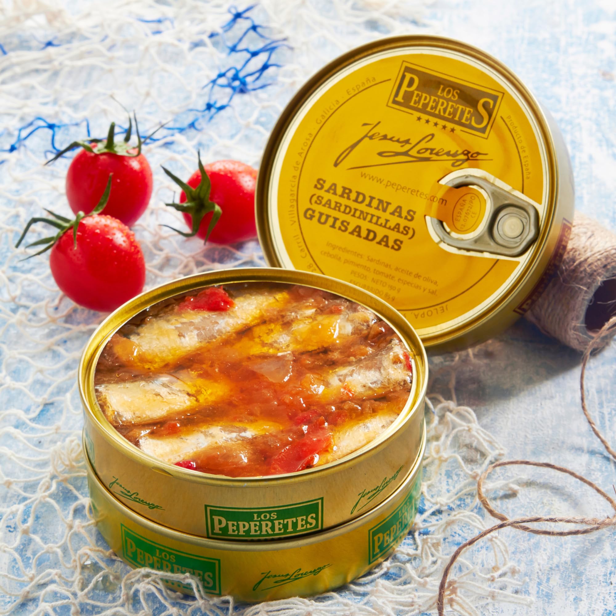 LOS PEPERETES x3 Lata Sardinillas a la Gallega 120 g | Sardinas Pequeñas Gourmet Gallegas | Conserva Artesanal en Salsa Tradicional con Aceite de Oliva y Pimentón | Sabor Auténtico del Atlántico