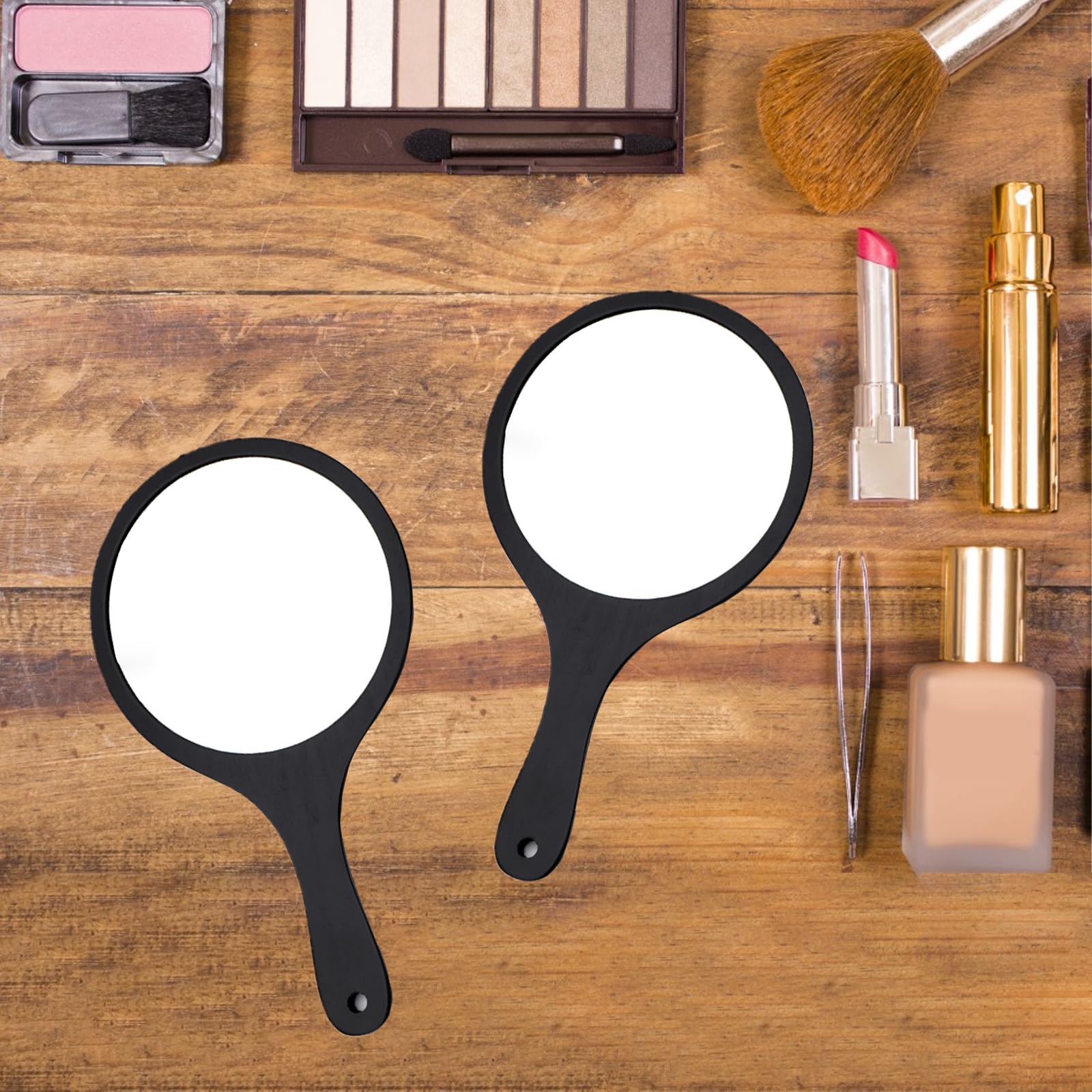 Espejo de Mano, Espejo de Mano de Maquillaje Profesional, para Maquillaje Diario, Tratamientos Faciales, Cortes de Pelo (Negro)