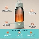 TRAVELISIMO Portable Bottle Warmer for Travel, Dual Heating Modes, Water & Breast Milk Warmer, Baby Bottle Warmer, Fast Heating & Long Battery Life, 17 Ounces Large Capacity, Chauffe Biberon Portatif