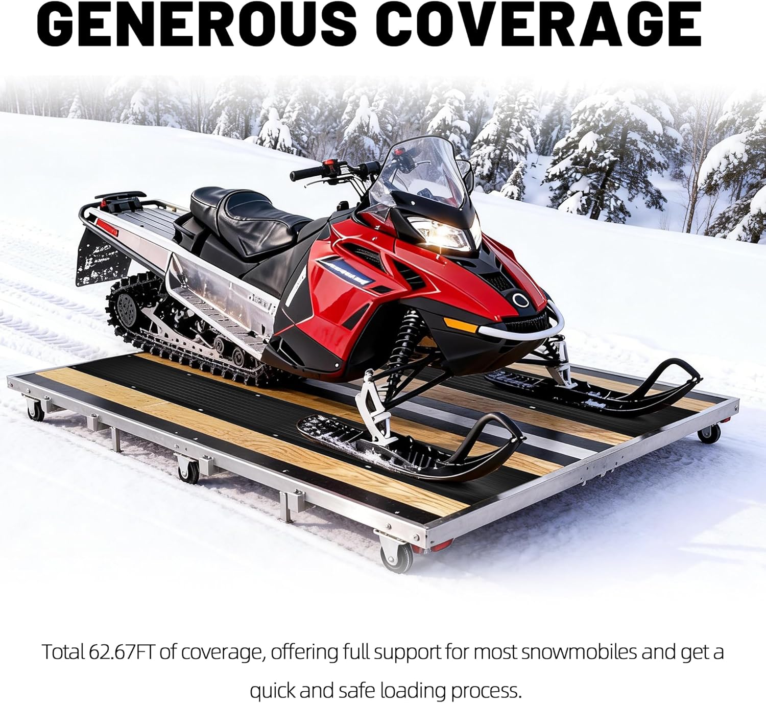 EHHLY 8PCS 94" Snowmobile Trailer Ski Guides (No Screws), 62 Ft Total Length, Snowmobile Ski Carbide Glide Protectors, Snowmobile Trailer Accessories, Each 94"x6.5"x0.375", Black