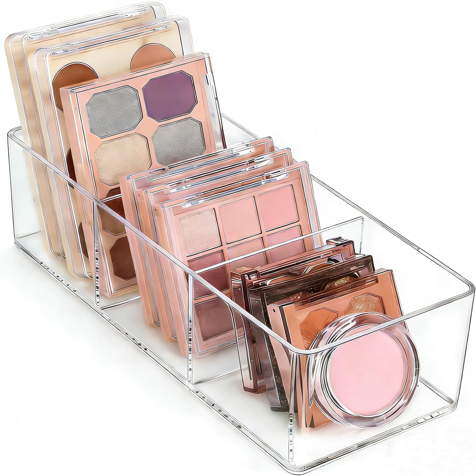 Acrylic Makeup Organizer: Drawer Organizer for Bathroom - Stackable Cosmetic Display Cases for Vanity Countertop and Makeup Storage Containers (3-Compartment)