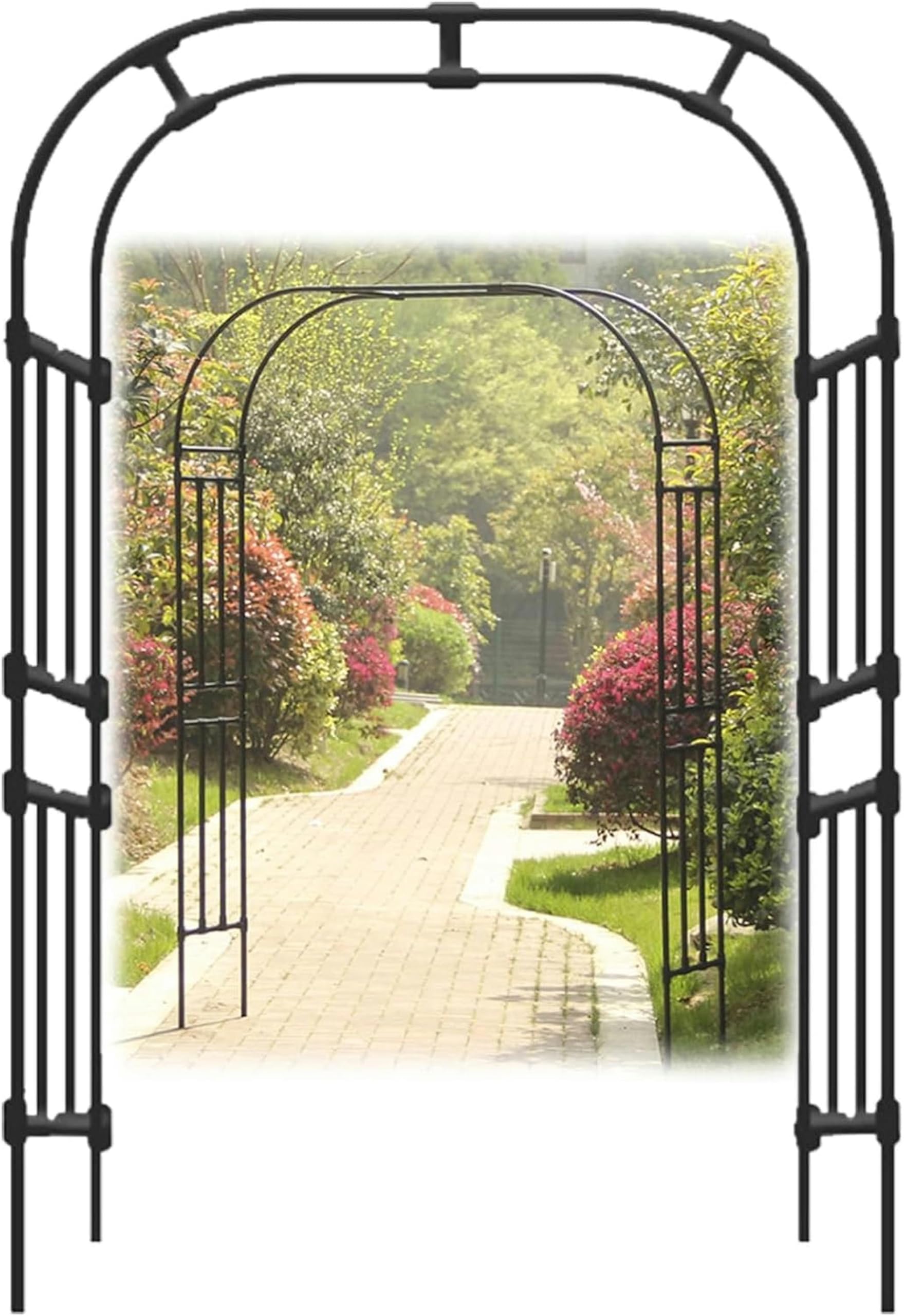240cm Arche de Jardin pour Roses en Métal, Largeur 120-320cm, Arche Noire des Arcs en Acier Inoxydable Plantes, Montage Facile (Dimensions : 210 x 240 cm)