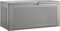 Rubbermaid 134 Gallon Extra Large Resin Deck Box - Weatherproof Storage for Patio Cushions, Pool Gear, Garden Tools - Gray
