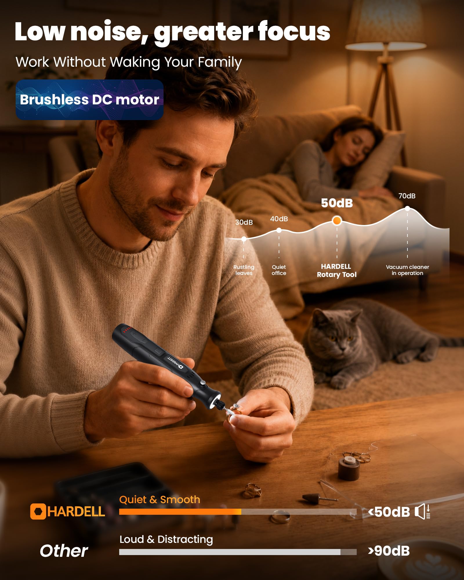 Kit d'outils rotatifs sans fil 4 V 5 vitesses Mini outil de gravure avec lumière LED