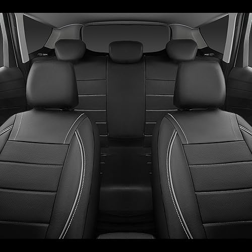 Miniatura 5 de CAR PASS Funda universal para asiento de automóvil de piel con ribetes reflectantes, apta para SUV, camionetas, camiones, compatible con bolsas de